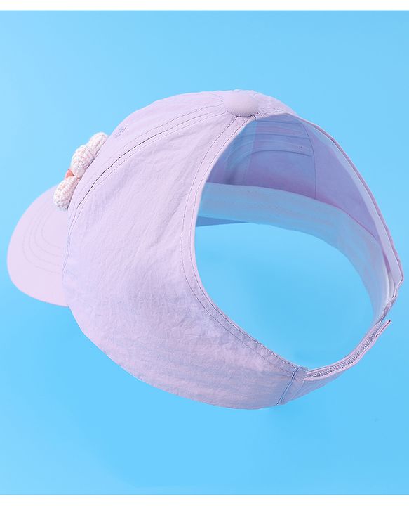Babyhug Free Size Baseball Cap With Floral Applique - Purple