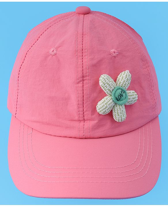 Babyhug Free Size Baseball Cap With Floral Applique - Black
