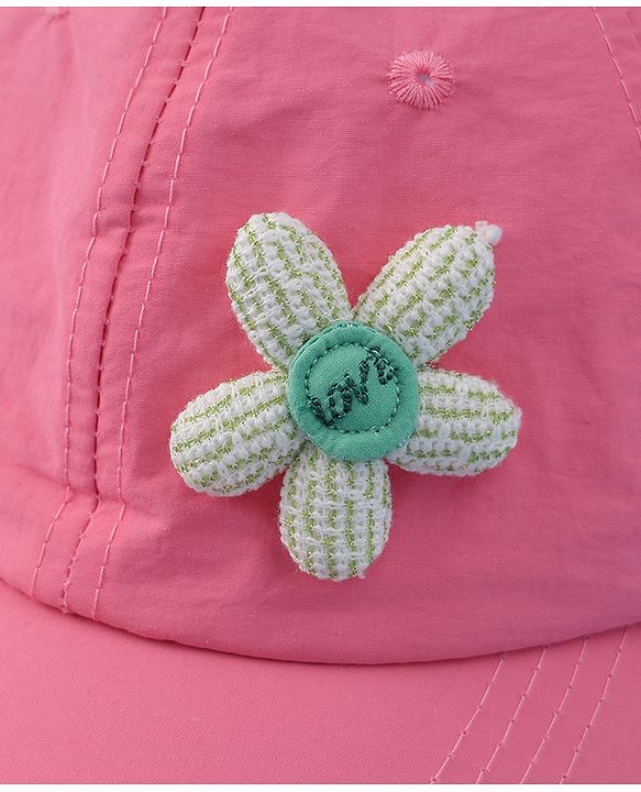 Babyhug Free Size Baseball Cap With Floral Applique - Black