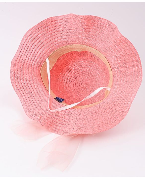 Pine Kids Straw Hat With Butterfly Applique Pink - Diameter 17 cm