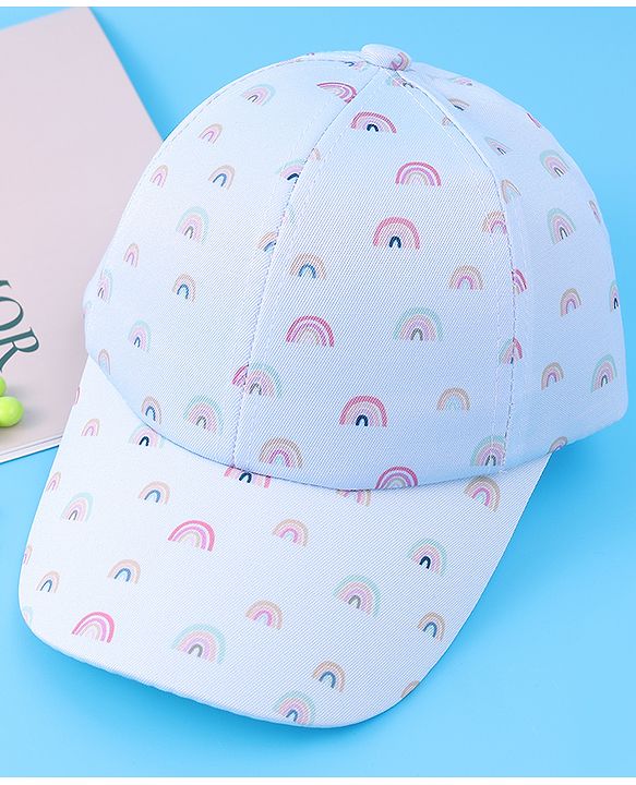 Babyhug Baseball Caps With Rainbow Print - Light Blue