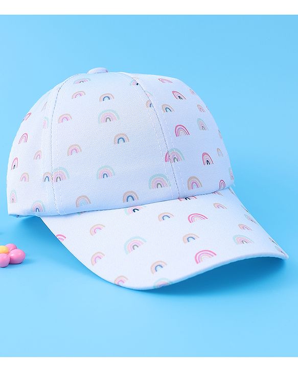 Babyhug Baseball Caps With Rainbow Print - Light Blue