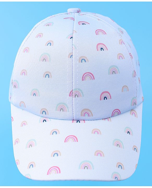 Babyhug Baseball Caps With Rainbow Print - Light Blue