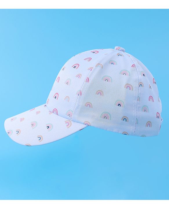 Babyhug Baseball Caps With Rainbow Print - Light Blue