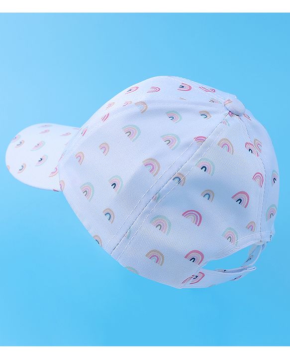 Babyhug Baseball Caps With Rainbow Print - Light Blue