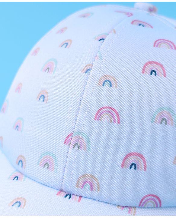 Babyhug Baseball Caps With Rainbow Print - Light Blue
