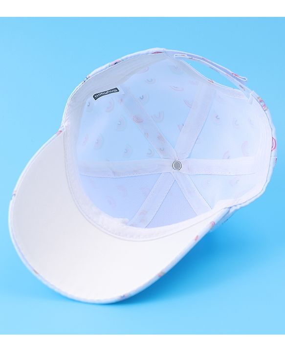 Babyhug Baseball Caps With Rainbow Print - Light Blue