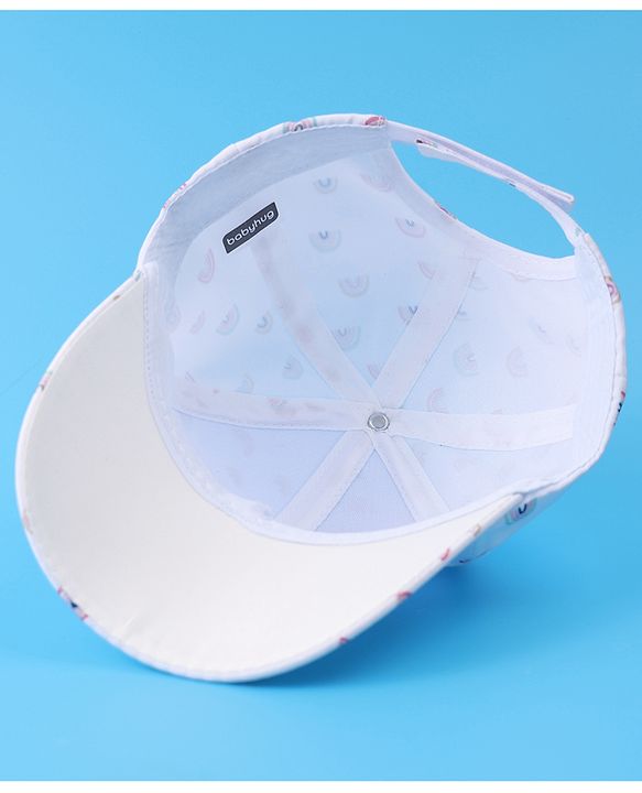 Babyhug Baseball Caps With Rainbow Print - White