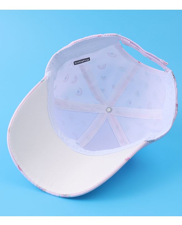 Babyhug Baseball Caps With Rainbow Print - White
