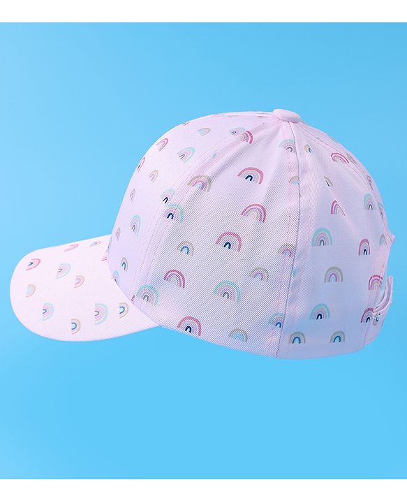Babyhug Baseball Caps With Rainbow Print - White