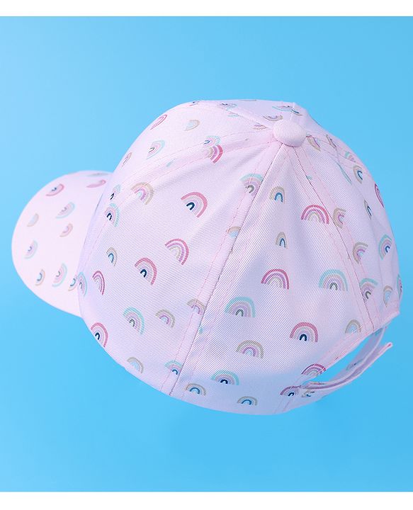 Babyhug Baseball Caps With Rainbow Print - White