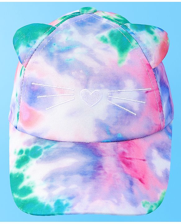 Babyhug Baseball Cap With Tie & Dye Print & Ear Applique - Multicolor