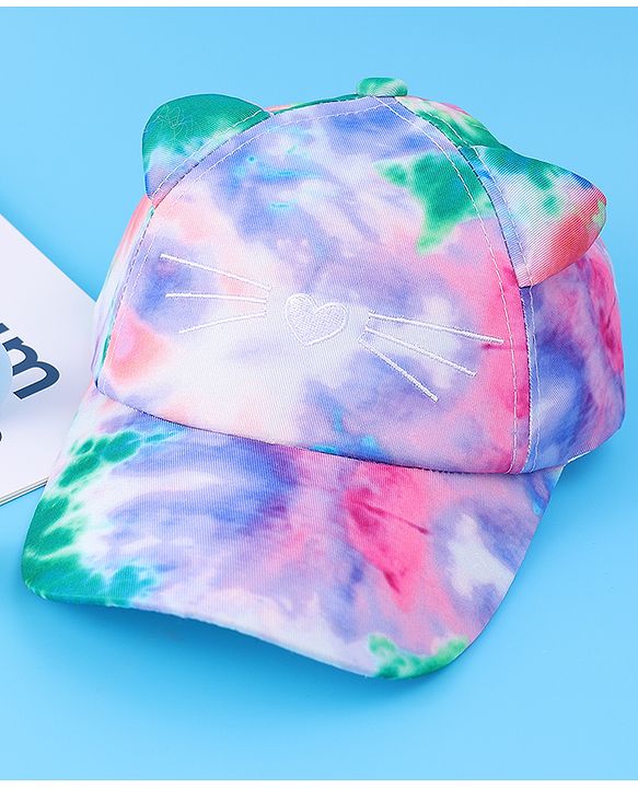 Babyhug Baseball Cap With Tie & Dye Print & Ear Applique - Multicolor