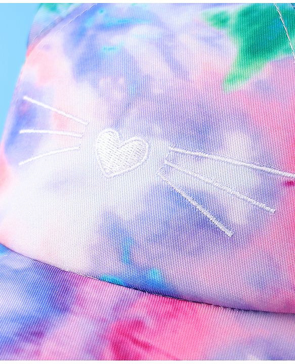 Babyhug Baseball Cap With Tie & Dye Print & Ear Applique - Multicolor
