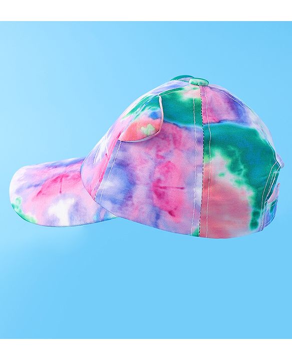 Babyhug Baseball Cap With Tie & Dye Print & Ear Applique - Multicolor