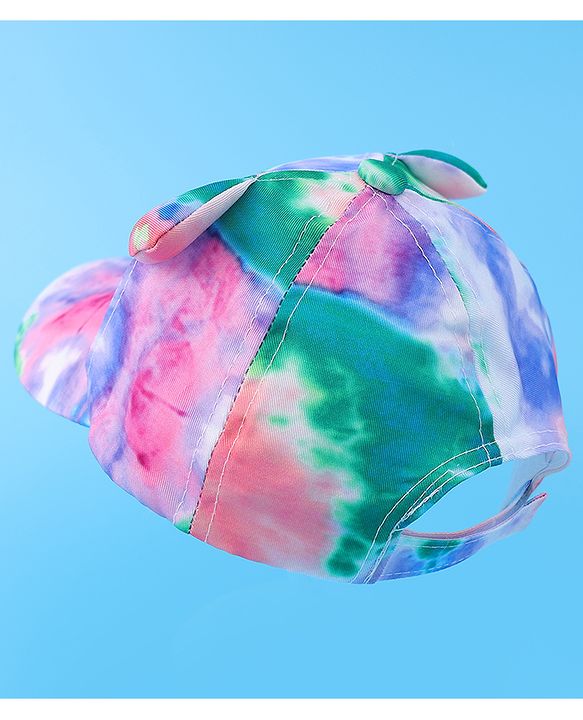 Babyhug Baseball Cap With Tie & Dye Print & Ear Applique - Multicolor