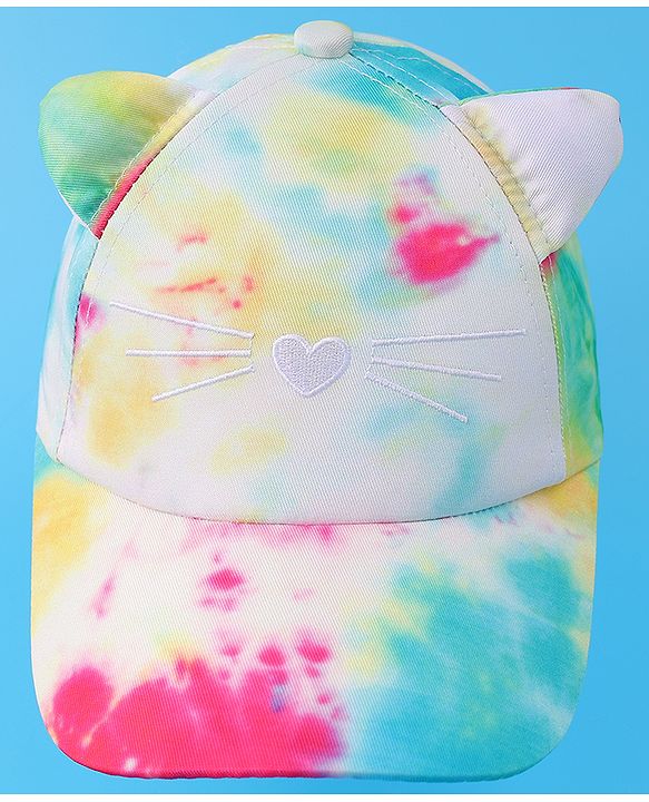 Babyhug Baseball Cap With Tie & Dye Print & Ear Applique - Multicolor
