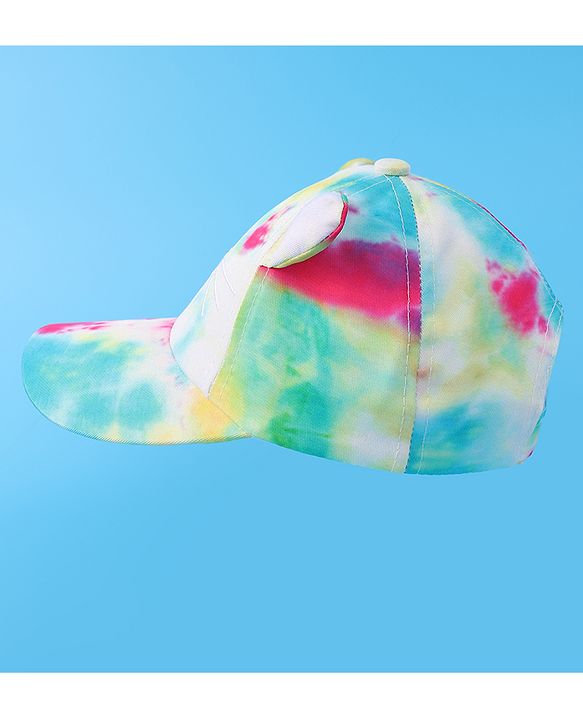 Babyhug Baseball Cap With Tie & Dye Print & Ear Applique - Multicolor