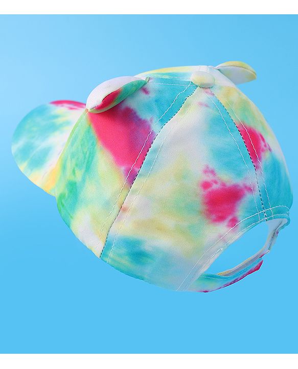 Babyhug Baseball Cap With Tie & Dye Print & Ear Applique - Multicolor