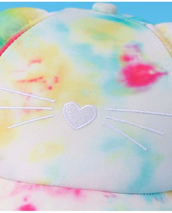Babyhug Baseball Cap With Tie & Dye Print & Ear Applique - Multicolor