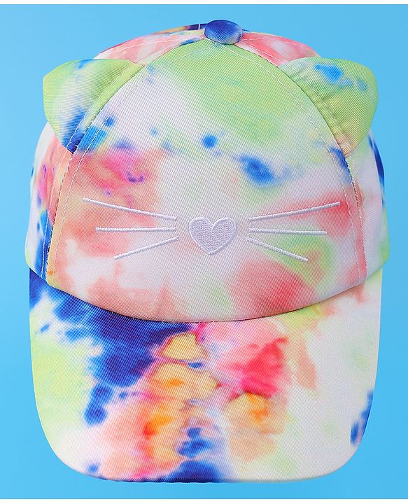 Babyhug Baseball Cap With Tie & Dye Print & Ear Applique - Multicolor