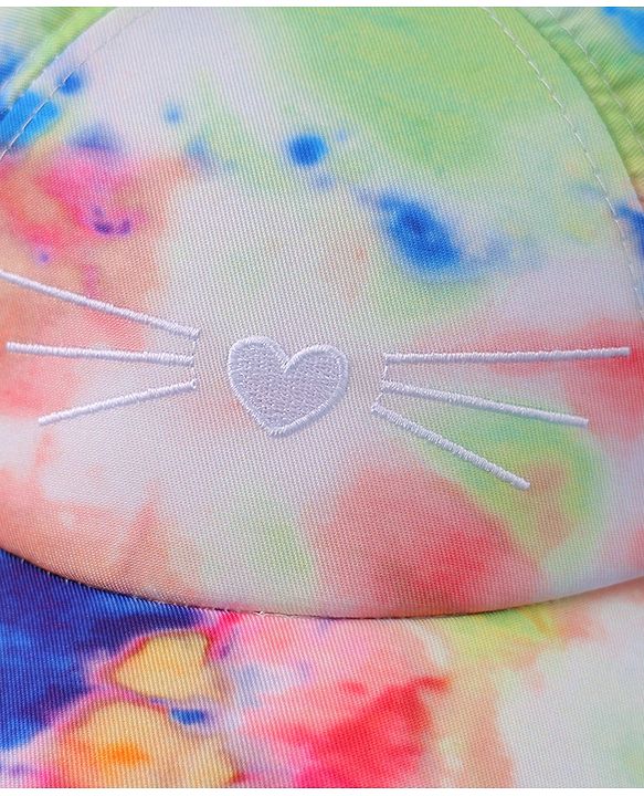 Babyhug Baseball Cap With Tie & Dye Print & Ear Applique - Multicolor
