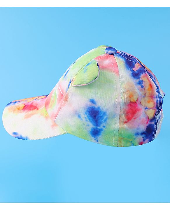 Babyhug Baseball Cap With Tie & Dye Print & Ear Applique - Multicolor