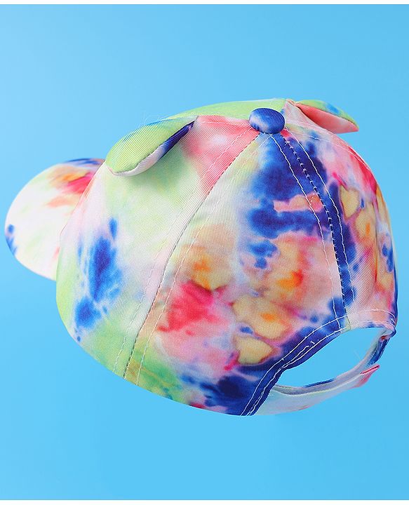 Babyhug Baseball Cap With Tie & Dye Print & Ear Applique - Multicolor