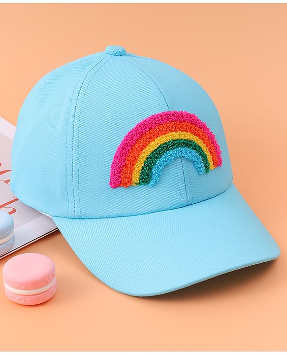 Babyhug Baseball Cap With Rainbow Embroidery - Light Blue