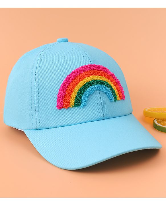 Babyhug Baseball Cap With Rainbow Embroidery - Light Blue