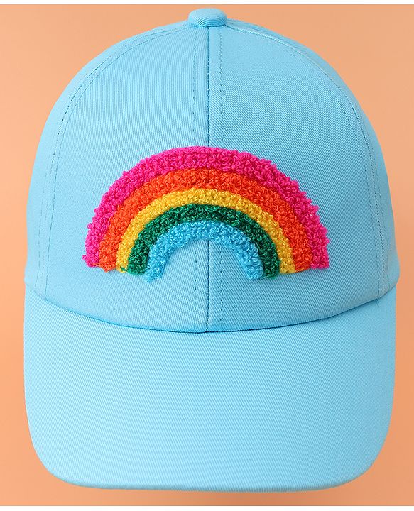 Babyhug Baseball Cap With Rainbow Embroidery - Light Blue