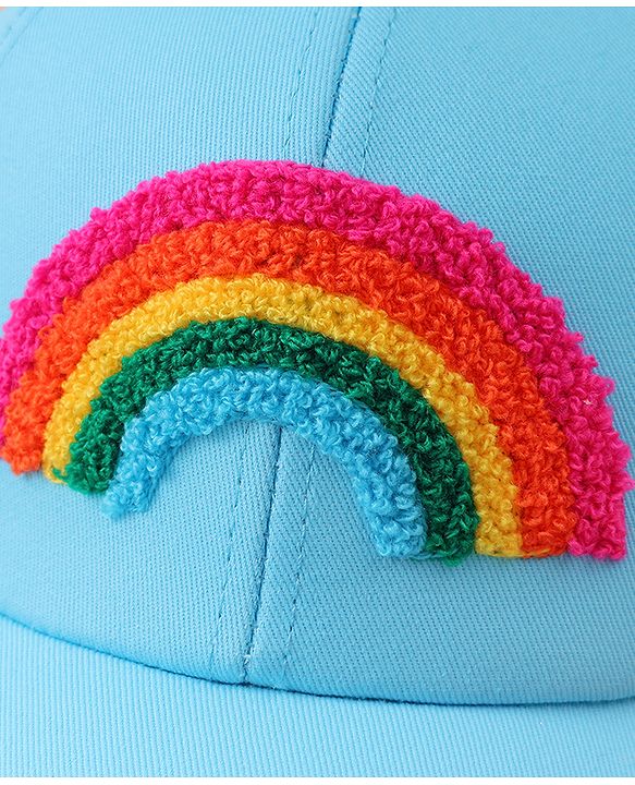 Babyhug Baseball Cap With Rainbow Embroidery - Light Blue