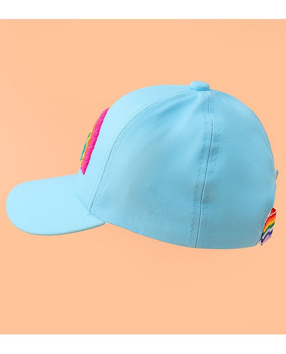Babyhug Baseball Cap With Rainbow Embroidery - Light Blue