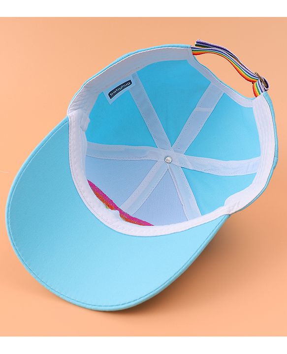 Babyhug Baseball Cap With Rainbow Embroidery - Light Blue