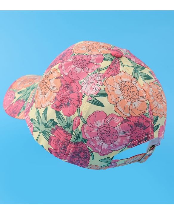Pine Kids Cotton Baseball Cap With Floral Print - Yellow