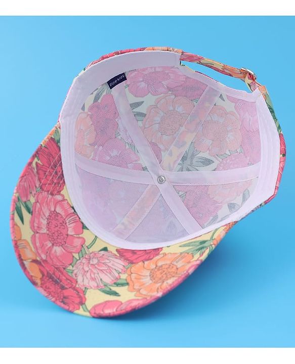 Pine Kids Cotton Baseball Cap With Floral Print - Yellow