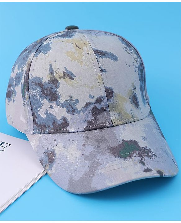 Pine Kids Cotton Baseball Cap With Tie & Dye Print - Grey