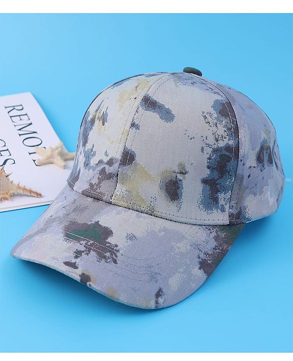 Pine Kids Cotton Baseball Cap With Tie & Dye Print - Grey