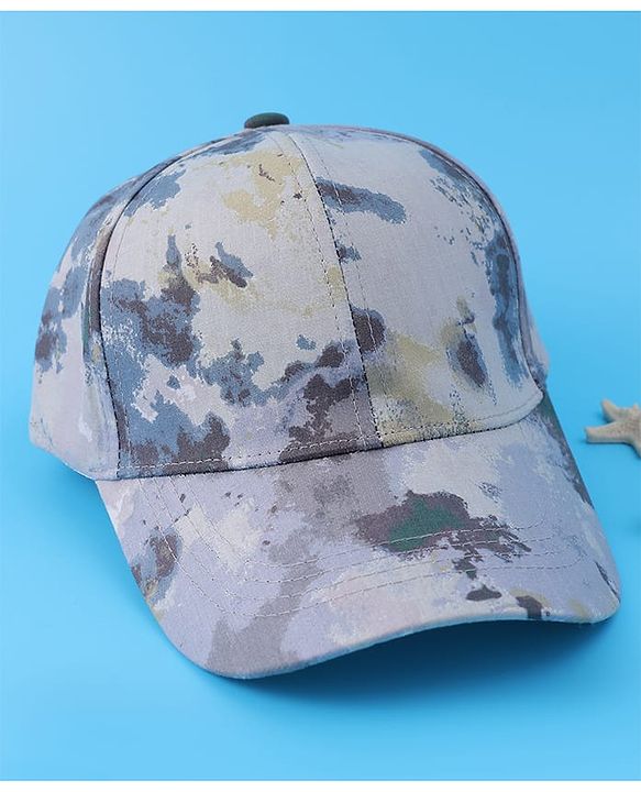 Pine Kids Cotton Baseball Cap With Tie & Dye Print - Grey