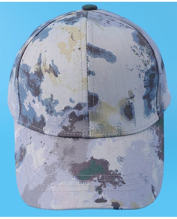 Pine Kids Cotton Baseball Cap With Tie & Dye Print - Grey