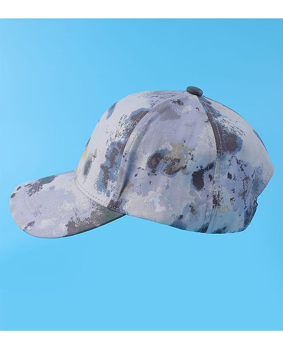 Pine Kids Cotton Baseball Cap With Tie & Dye Print - Grey