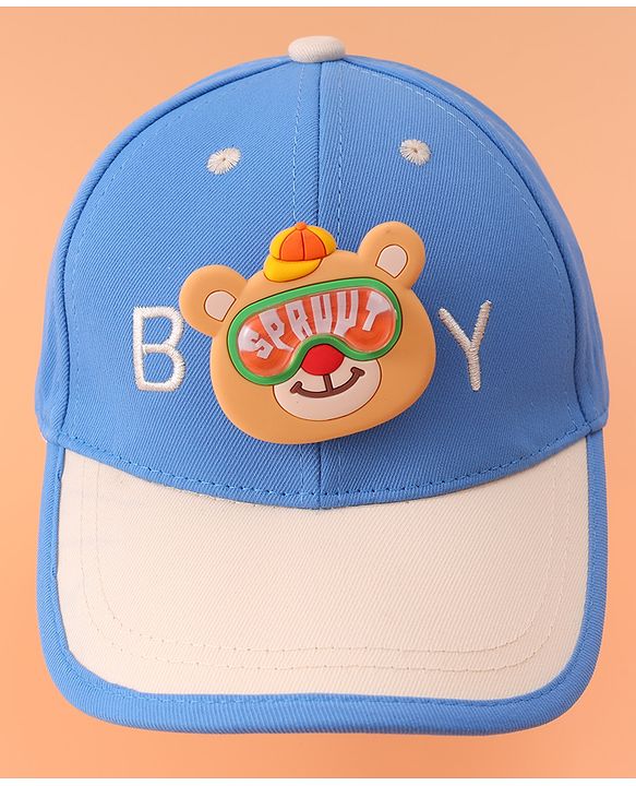 Babyhug Baseball Cap With Teddy Bear Applique - Blue
