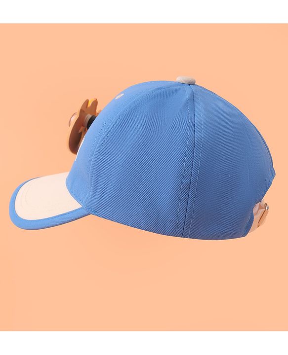 Babyhug Baseball Cap With Teddy Bear Applique - Blue