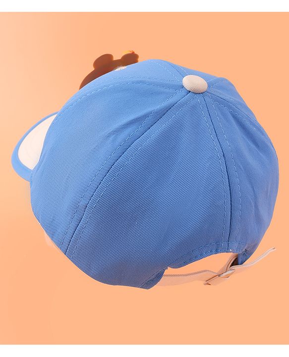 Babyhug Baseball Cap With Teddy Bear Applique - Blue