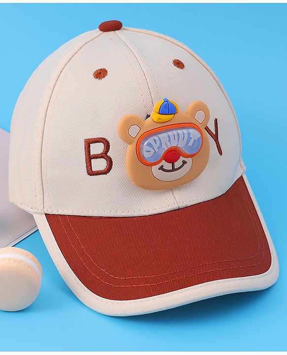 Babyhug Baseball Cap With Teddy Bear Applique (Colour May Vary)