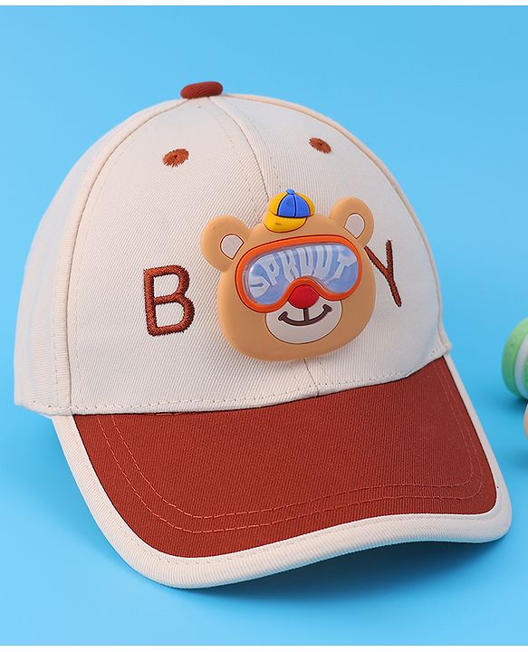 Babyhug Baseball Cap With Teddy Bear Applique (Colour May Vary)