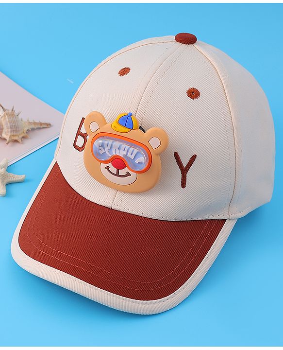 Babyhug Baseball Cap With Teddy Bear Applique (Colour May Vary)