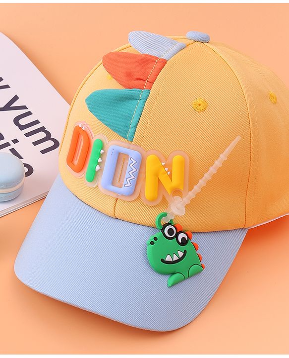 Babyhug Baseball Cap With Dino Applique - Yellow