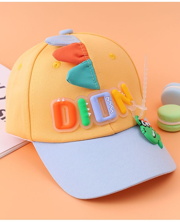 Babyhug Baseball Cap With Dino Applique - Yellow