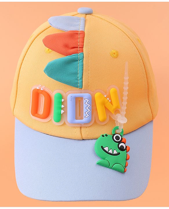 Babyhug Baseball Cap With Dino Applique - Yellow